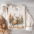 Retro Deer Wilderness Scene Sweatshirt, 90s Nostalgia Animal Outfit Gift For Women's Shirt, Outdoor Wear Crewneck Cotton Fit