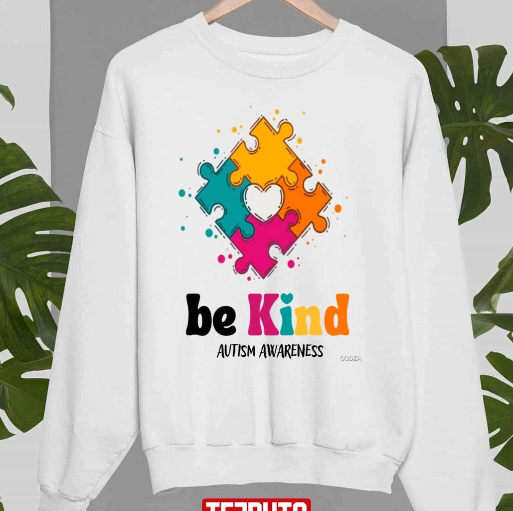 Autism Awareness Be Kind Puzzle Heart Kindness Unisex T-shirt