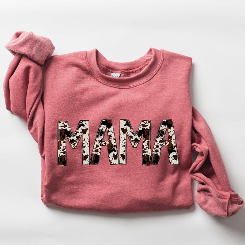 Mama, Cow Print, Mom, Mother's Day Gift Sweatshirt Casual Comfort Womenswear ComfortableÂ Graphic