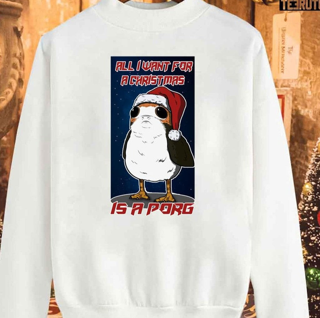 Porg Fan Made Christmas &amp; Prints Unisex Sweatshirt
