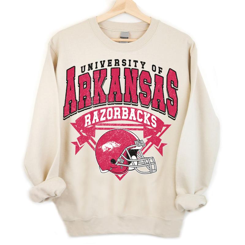 Arkansas Razorbacks Vintage NCAA Sweatshirt, Unisex Razorbacks Football Shirt, Classic Sport Hoodie for Fans, Cotton Casual Shirt, T-Shirt