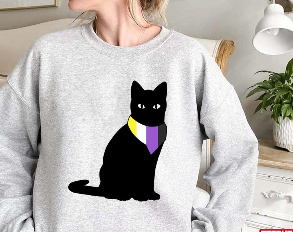 Nonbinary Pride Cat Lgbtq Pride Month Unisex Sweatshirt