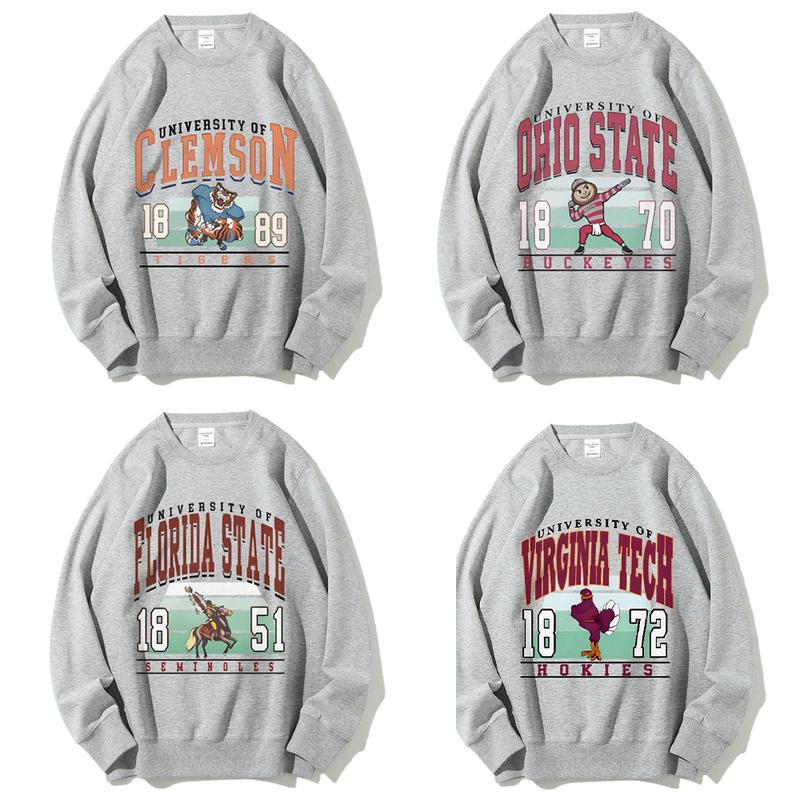 Live Retro NCAA All University Football Sweatshirt, Vintage All Team NCAA Football Sweatshirt, Sport Crewneck Shirt for Women, Ash Color Fall Sweaters