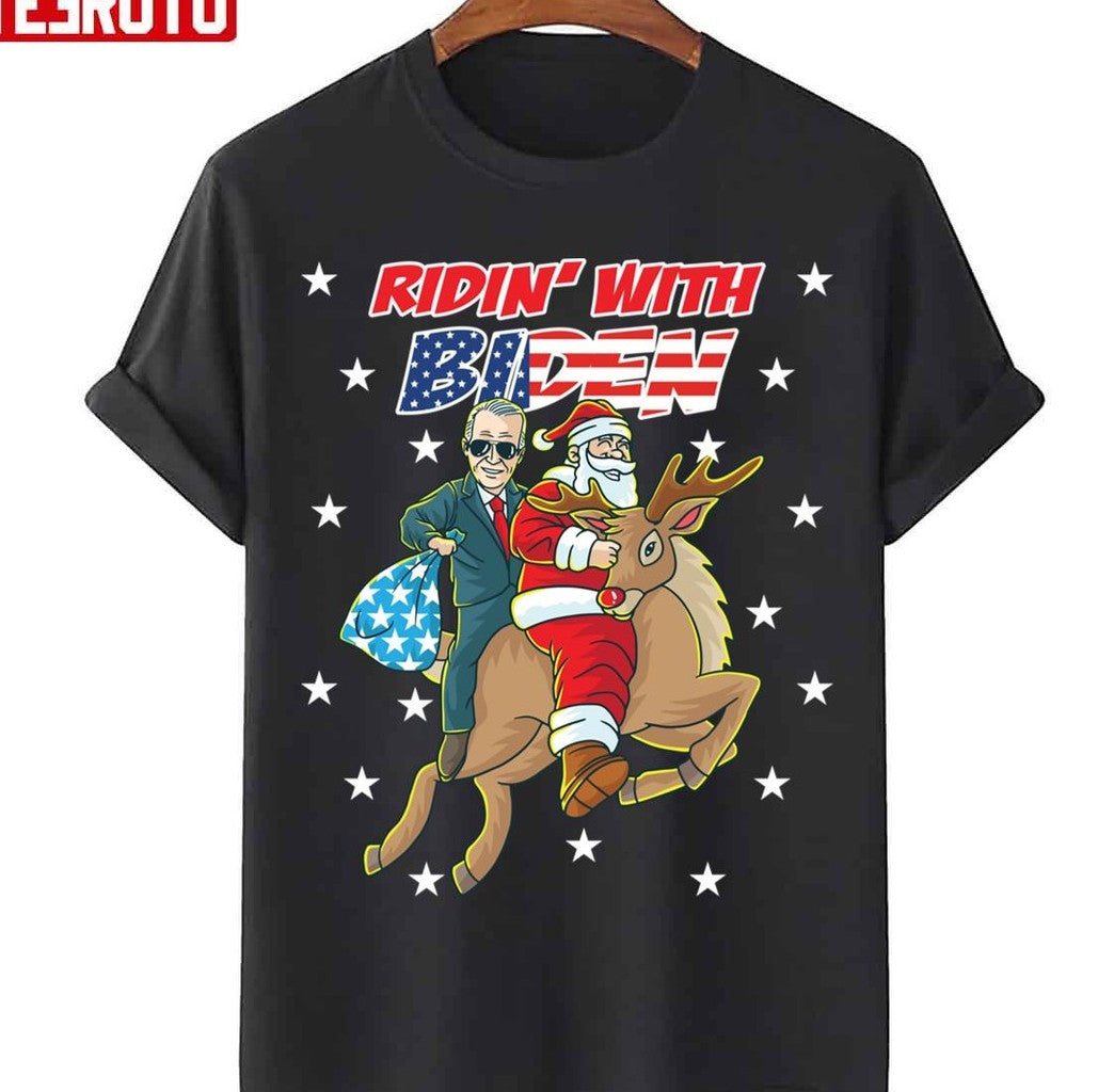 Ridin’ With Biden Christmas Joe Biden Santa Democratic Party Unisex Sweatshirt