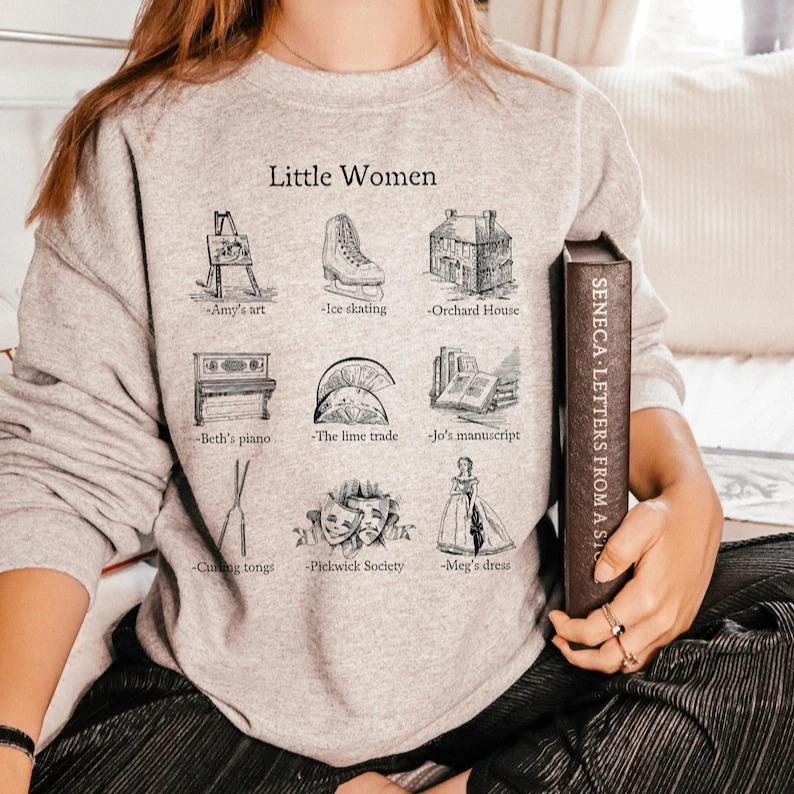 Little Women Icon Chart Sweatshirt Cottagecore Jo Meg Beth Amy March Sisters Orchard House Book Fandom Merch Bookish Gift Book Lover