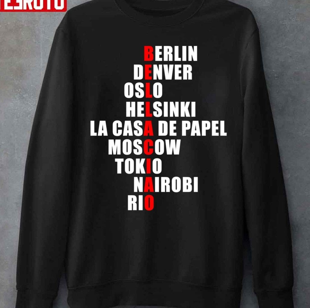 Bella Ciao Characters Name Money Heist Unisex T-Shirt