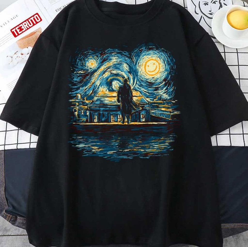 Starry Night Fall Sherlock Holmes Van Gogh Unisex T-Shirt