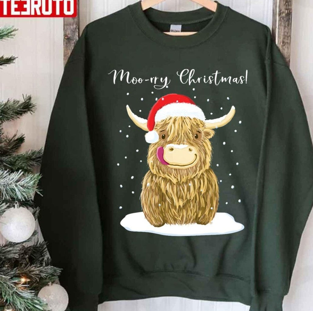 Scottish Highland Cow Moo Rry Christmas Wee Hamish Unisex Sweatshirt