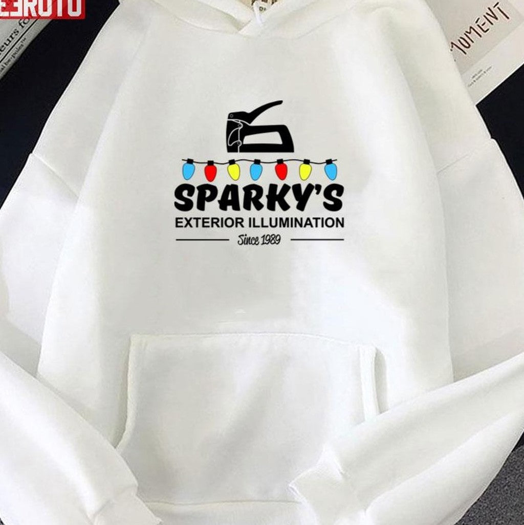 Sparky's Exterior Illumination Christmas Lights Unisex Sweatshirt