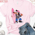 Poochie Cool Surfing Art Unisex T-Shirt