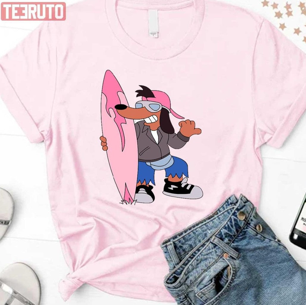 Poochie Cool Surfing Art Unisex T-Shirt