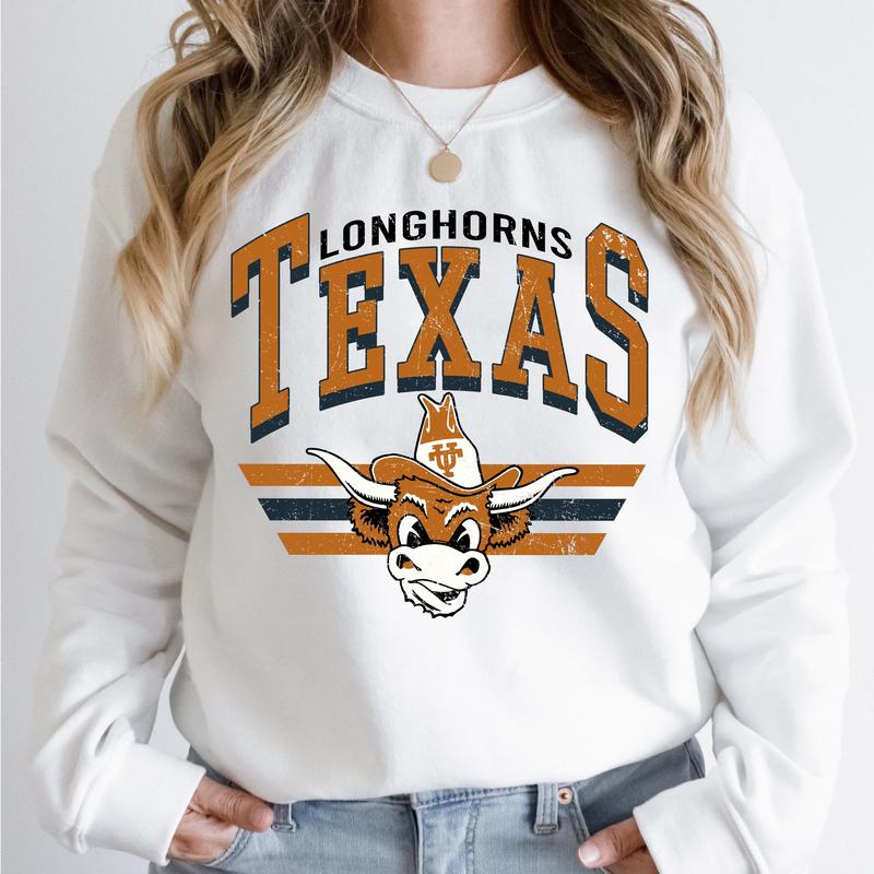 Texas Longhorns Vintage  Football NCAA Sweatshirt, Vintage Sweatshirt NCAA, Classic Sport Sweatshirt, Gifts For Football Fan Sport