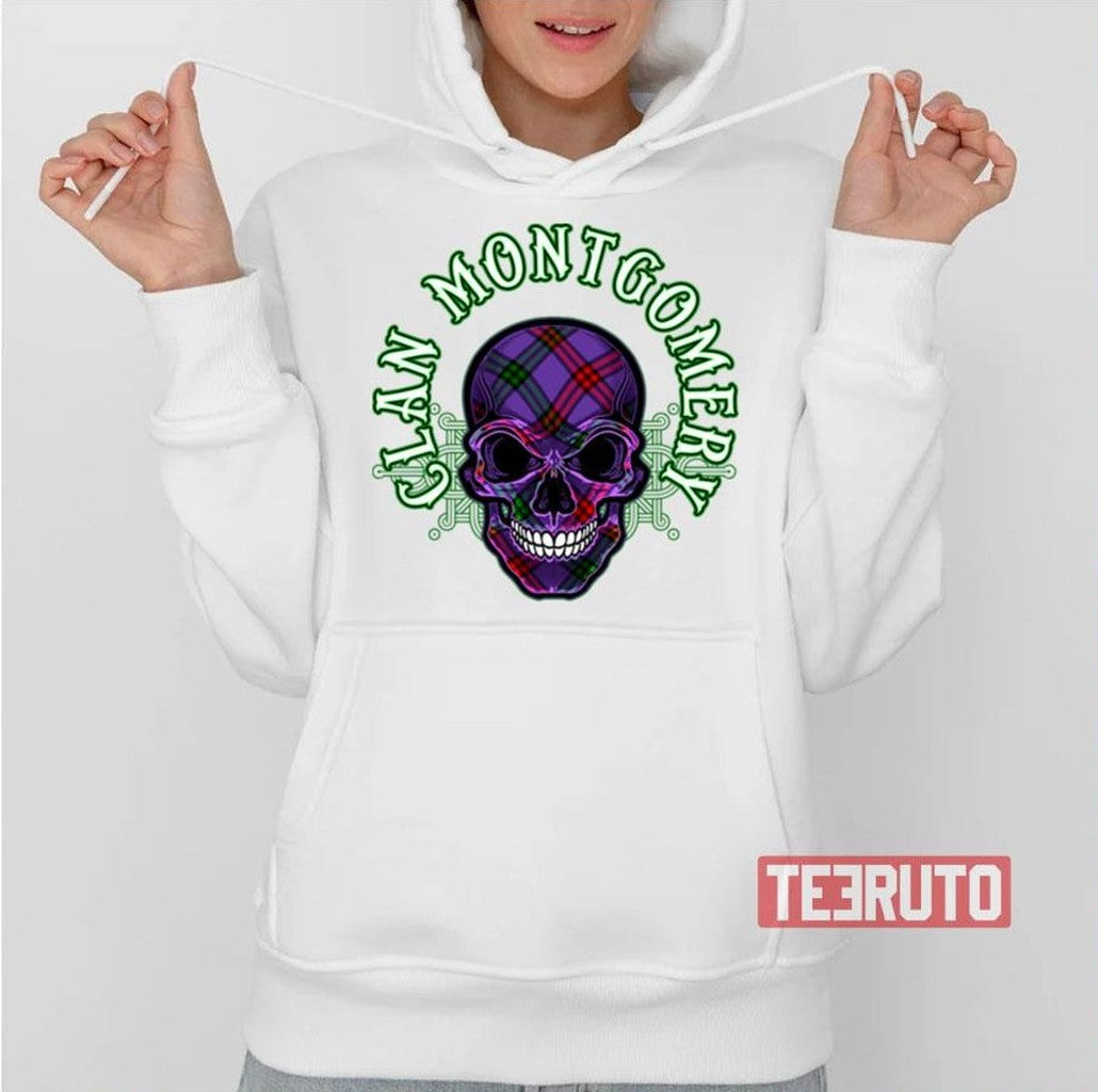 Scottish Clan Montgomery Tartan Celtic Skull Unisex T-Shirt