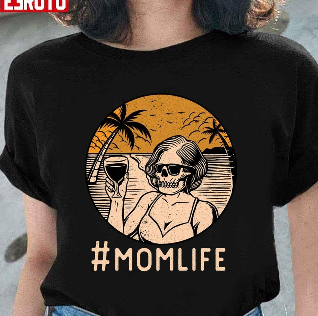 Mom Life Mother Skull On Beach Happy Mother's Day 2022 Unisex Sweatshirt
