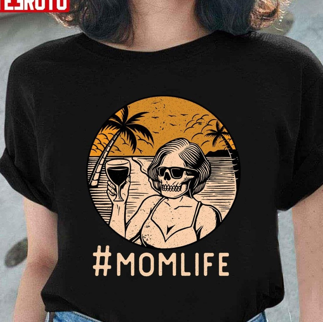 Mom Life Mother Skull On Beach Happy Mother's Day 2022 Unisex Sweatshirt