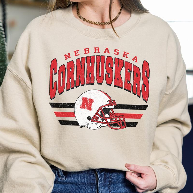 Nebraska Cornhuskers Vintage NCAA Football Sweatshirt, University Sport Hoodie, Classic Sport Shirt, Gift for Fans, Cotton, Vintage Style Clothing