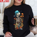 Skeleton With Spring Botanicals Halloween Unisex Sweatshirt