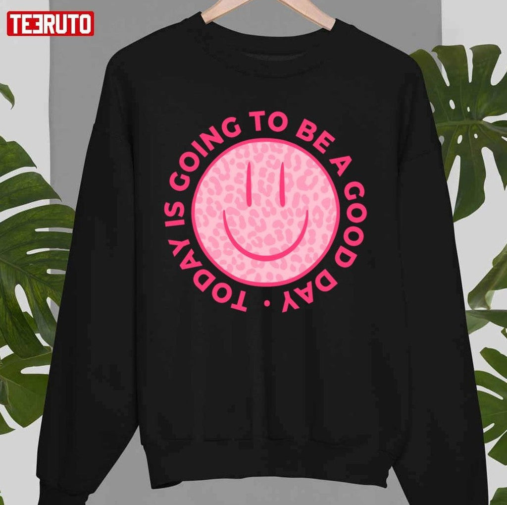 Preppy Pink Leopard Smiley Face Unisex Sweatshirt