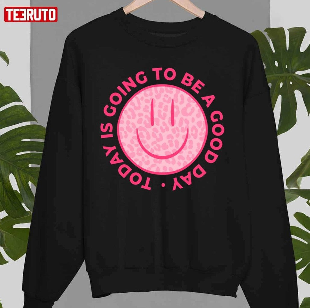 Preppy Pink Leopard Smiley Face Unisex Sweatshirt