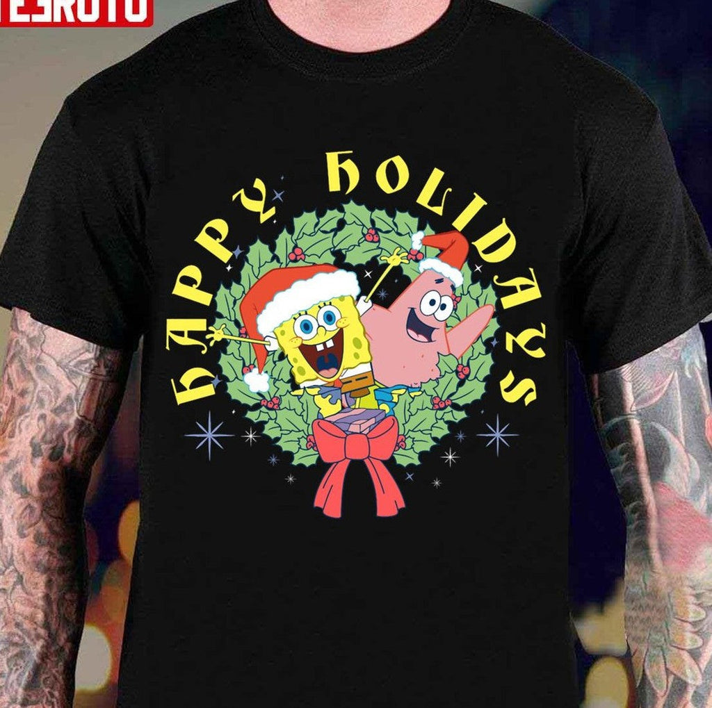 Patrick Happy Holidays Christmas Halloween Spongebob Unisex T-Shirt