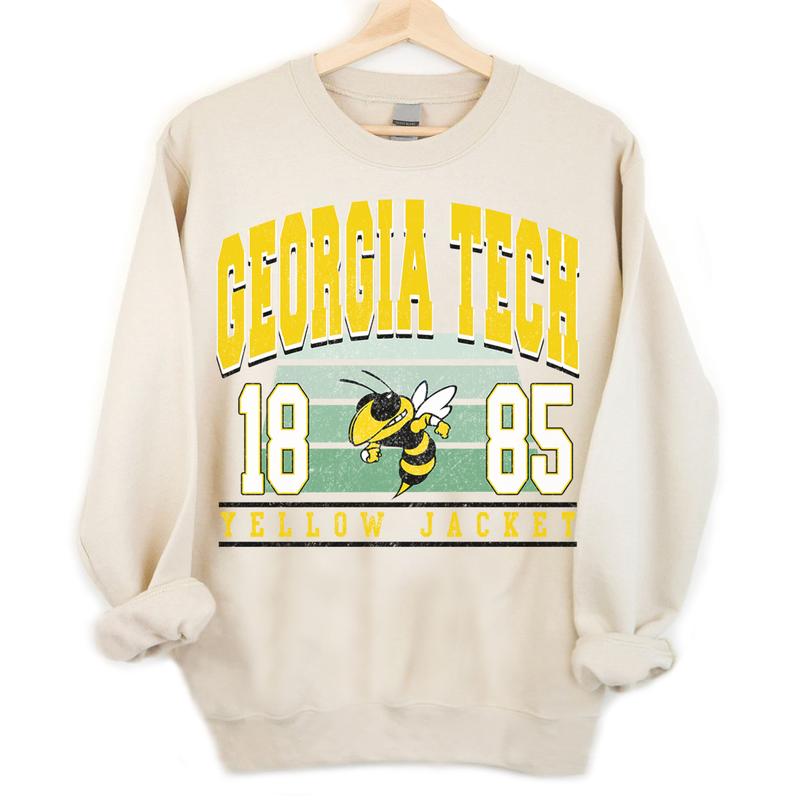 Georgia Tech Yellow Jackets Vintage NCAA Sweatshirt, University Football Shirt, Classic Gift for Fans, Cotton Unisex Comfort Pullover, Vintage