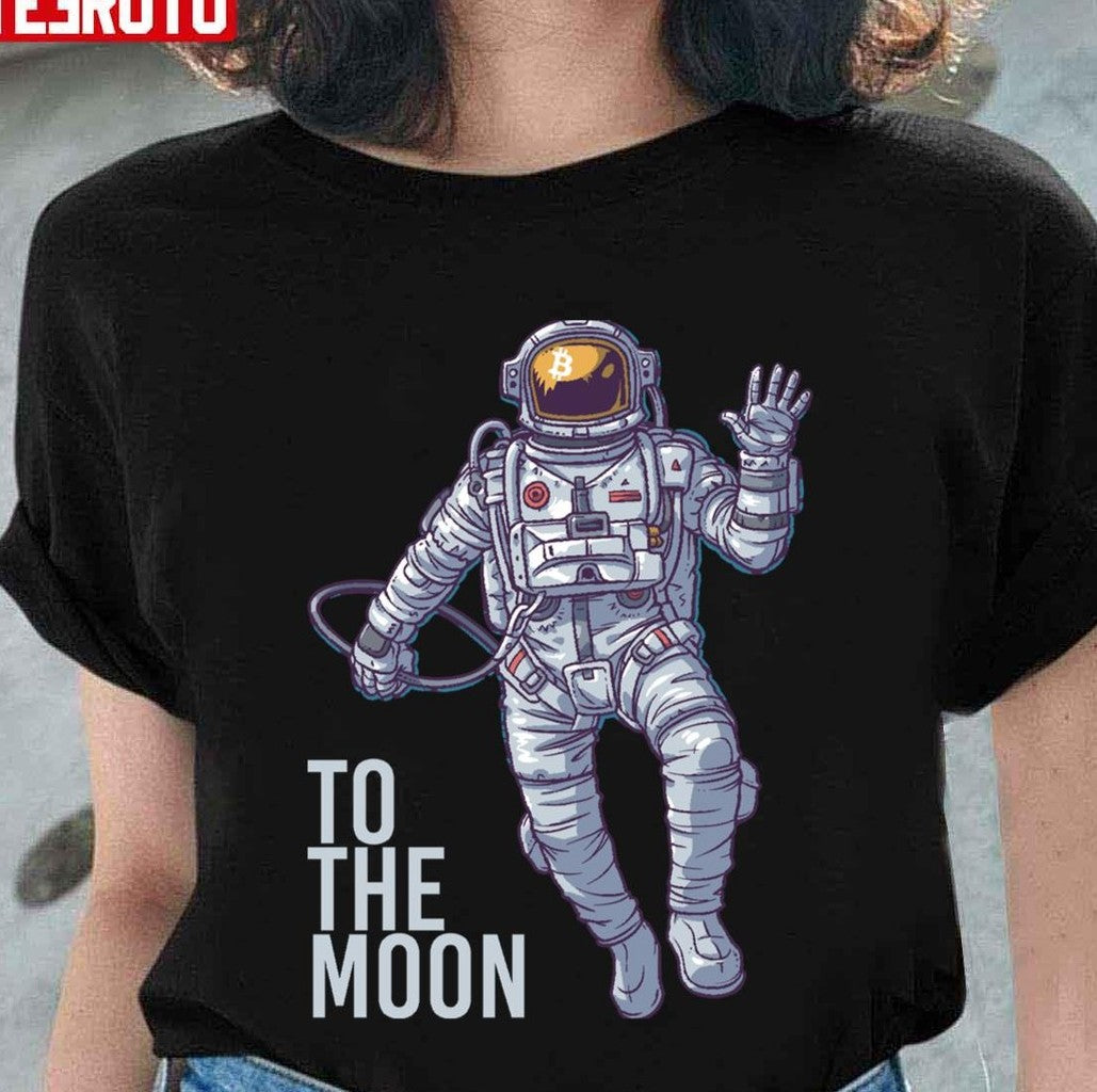 Bitcoin Astronaut To The Moon Light Text Unisex Sweatshirt