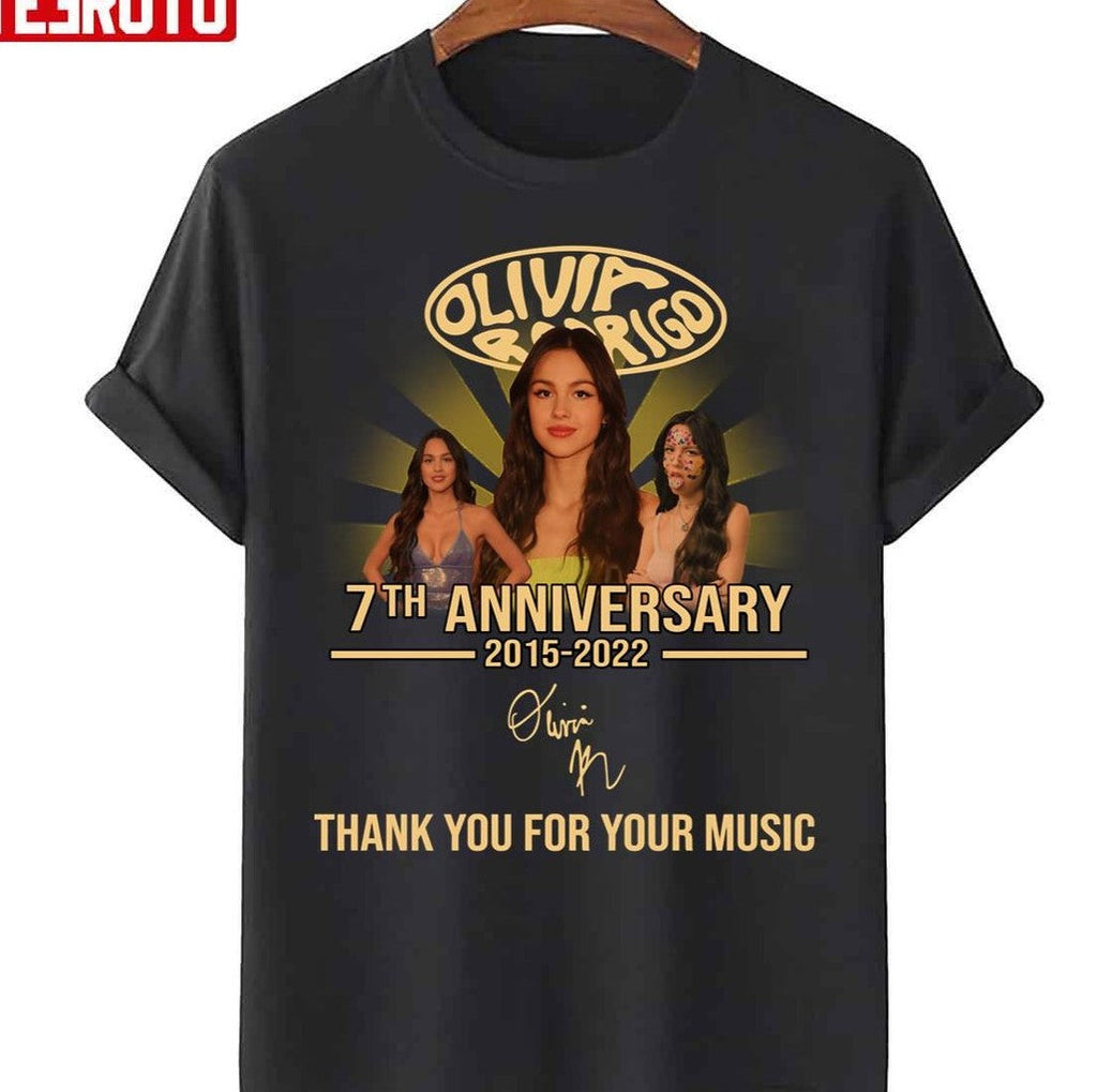 7th Anniversary 2015 2022 Olivia Rodrigo Thank You For Memories Signature Unisex T-Shirt