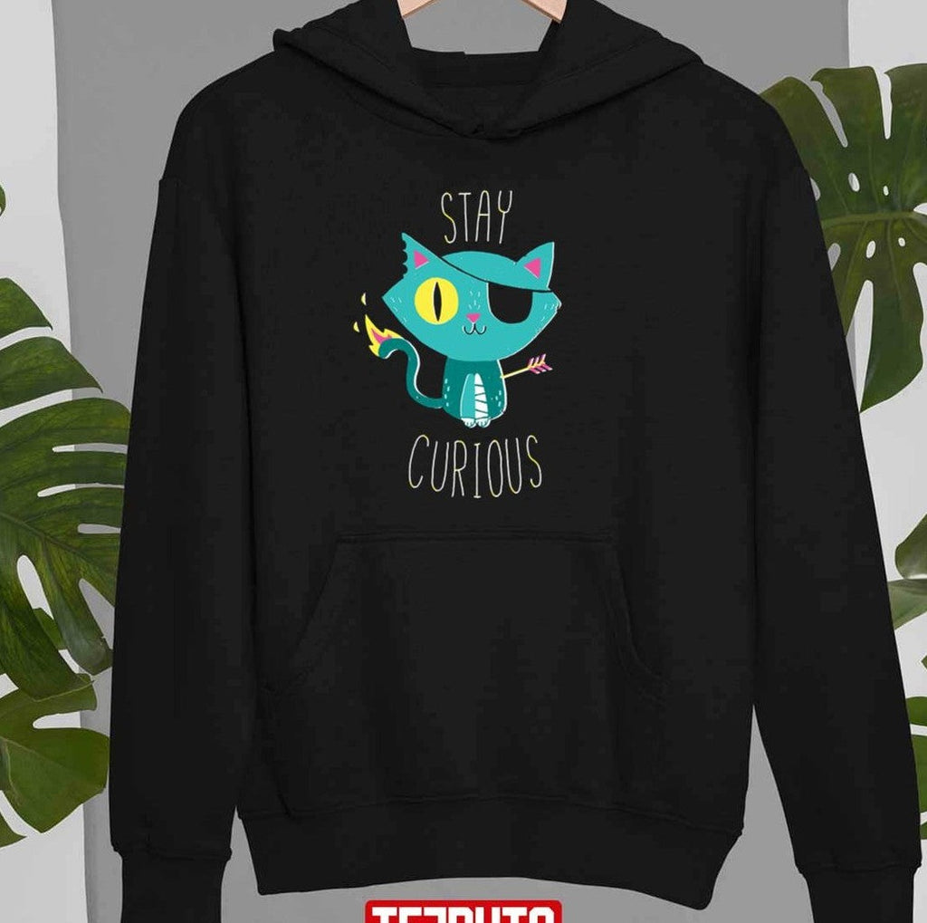 Stay Curious Funny One Eye Cat Halloween Unisex Sweatshirt