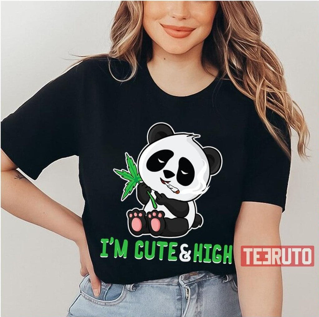 Panda Cannabis High Joke Panda Bear Unisex T-Shirt
