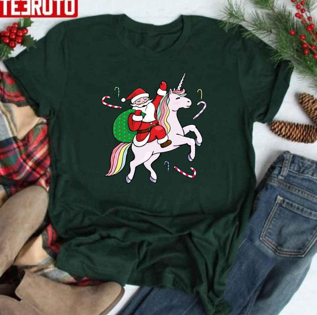Santa Riding A Unicorn Christmas Unisex Sweatshirt