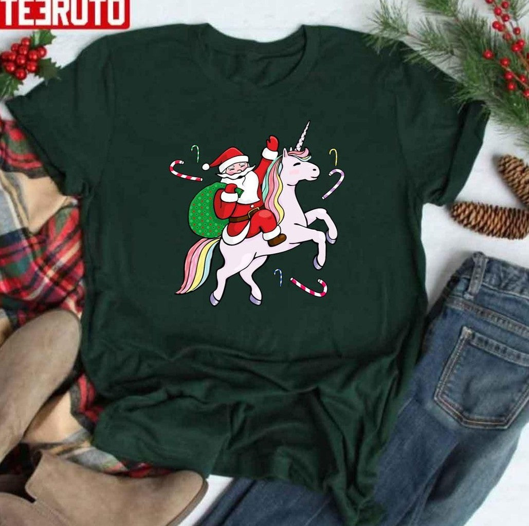 Santa Riding A Unicorn Christmas Unisex Sweatshirt