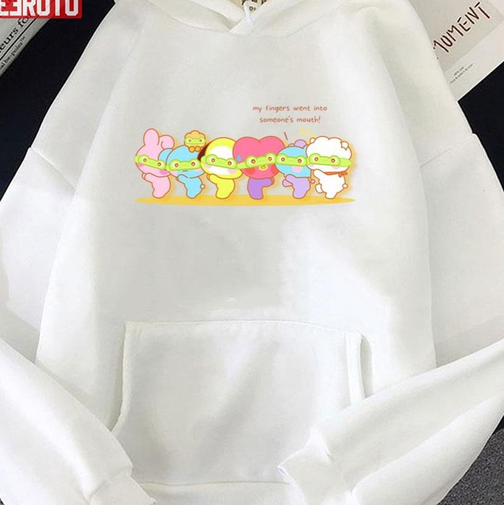Run Bts Frog Fold Cute And Funny Bts Bt21 Character Minini Unisex Hoodie