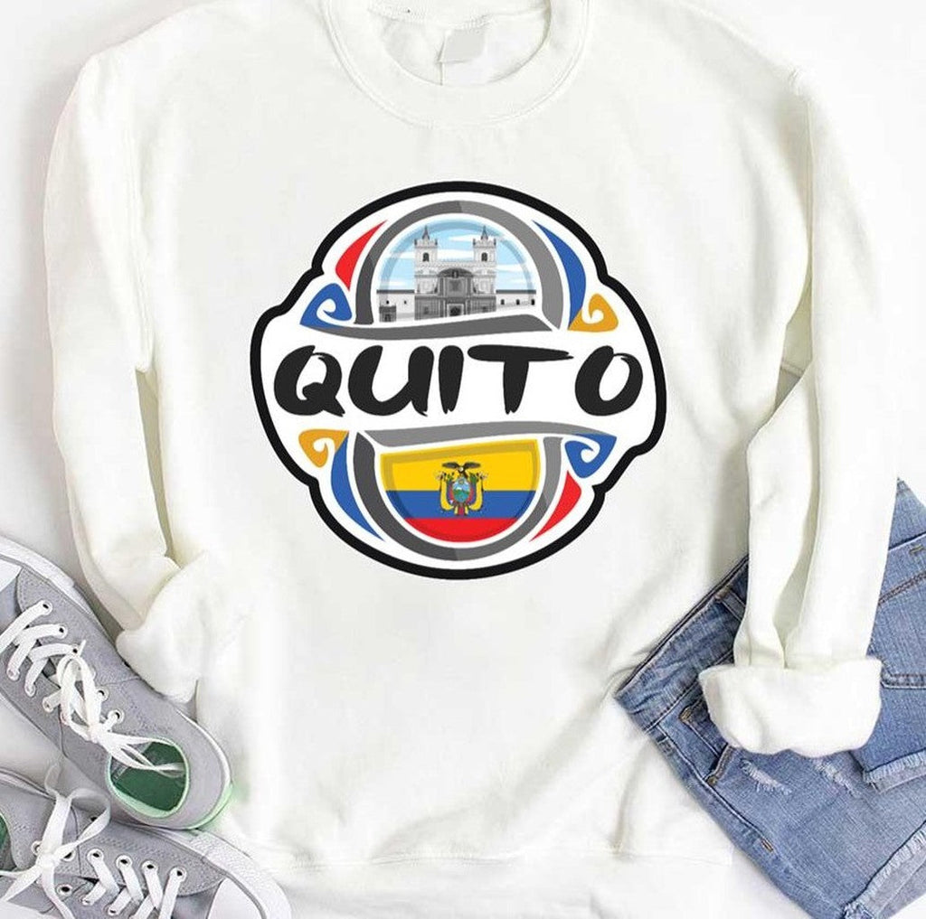 Quito Ecuador Flag Badge Travel Souvenir Stamp Unisex T-Shirt