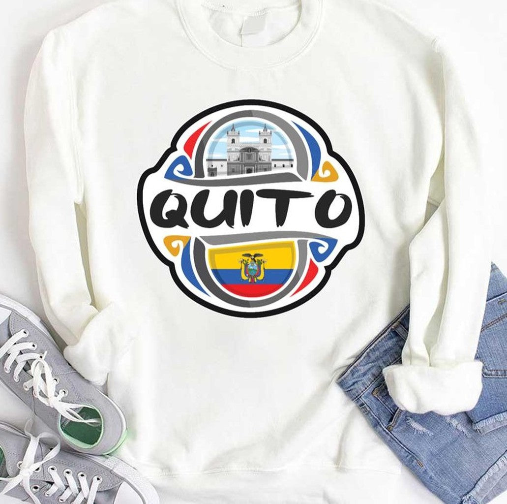Quito Ecuador Flag Badge Travel Souvenir Stamp Unisex T-Shirt