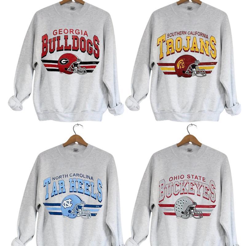 Vintage Football NCAA Sweatshirt, Ash Grey, Vintage Sweatshirt All Teams NCAA, Classic Sport Sweatshirt, Gifts For Football Fan Sport, Crewneck Menswe