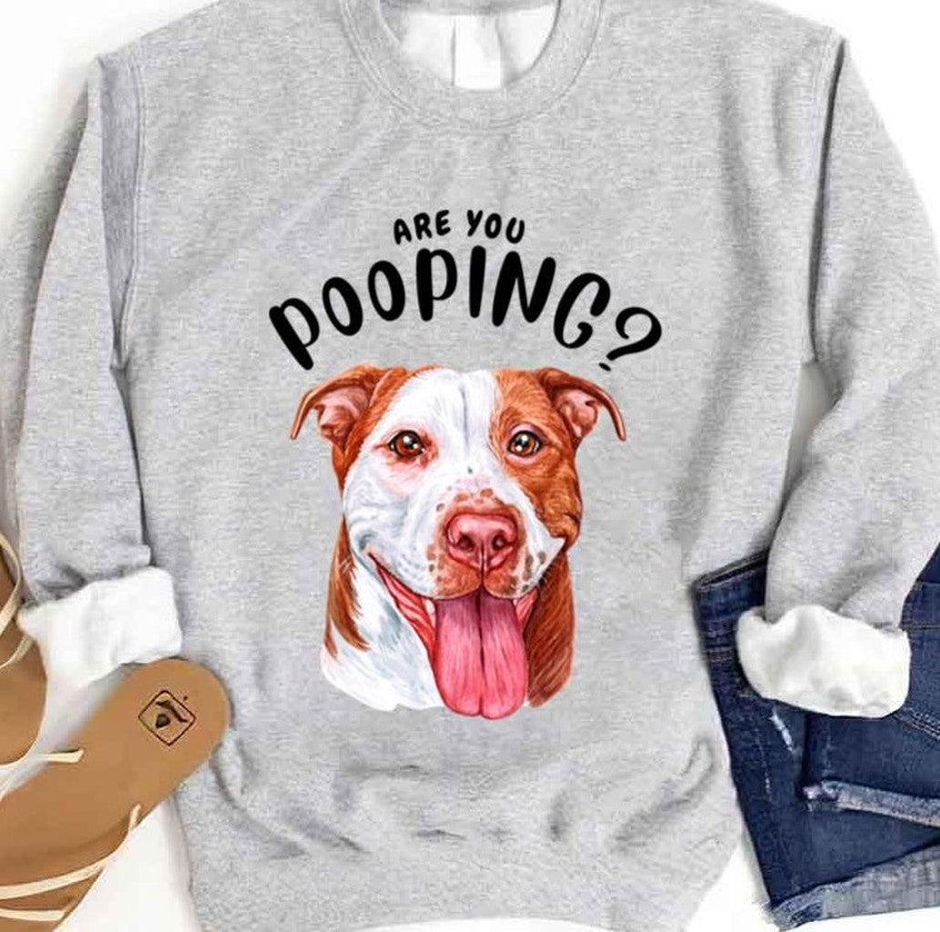 Pitbull Are You Pooping Bathroom Pittie Art Pitbull Watercolor Unisex Sweatshirt