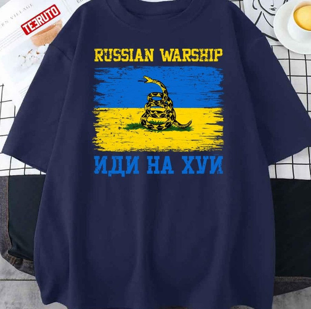 Russian Warship Go Fuck Yourself Free Ukraine Flag Snake Unisex T-Shirt