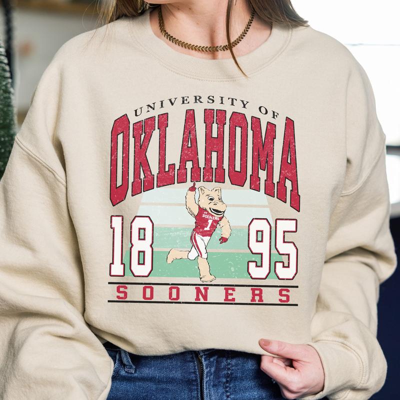 Oklahoma Sooners Vintage College NCAA Sweatshirt, Vintage Football Sweatshirt NCAA, Classic Sport Sweatshirt, Gifts For Football Fan Sport