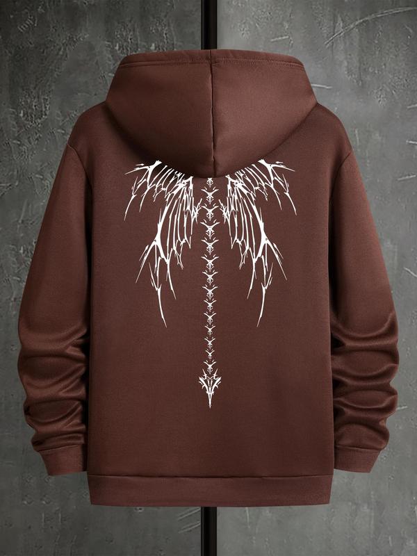 Men's Angel Wings Print Hoodie, Fashion Casual Regular Fit, Drawstring Pocket Sweatshirt for Outdoor Daily Wear, Spring & Fall StyleÂ 