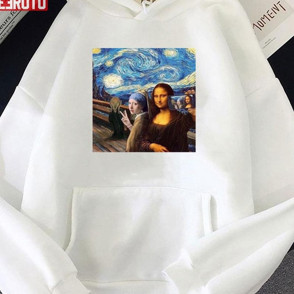 Scream Selfie Paintings Mash Up Mona Lisa Girl With A Pearl Earring Unisex T-Shirt