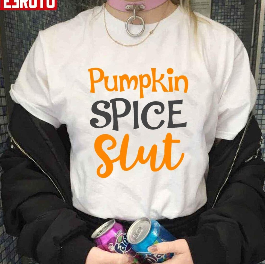 Pumpkin Spice Slut Cute Fall Halloween Party Thanksgiving Holiday Costume Leaves Pu Unisex Sweatshirt