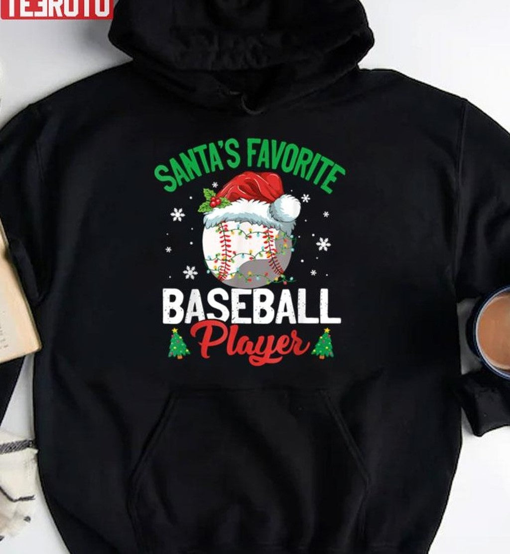 Santa's Favorite Baseball Player Christmas Pajama Unisex Sweatshirt