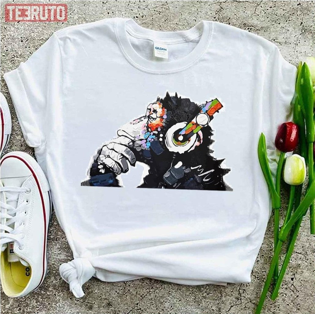 Banksy Funky Monkey Dj Headphones Graffiti Street Art Unisex T-Shirt