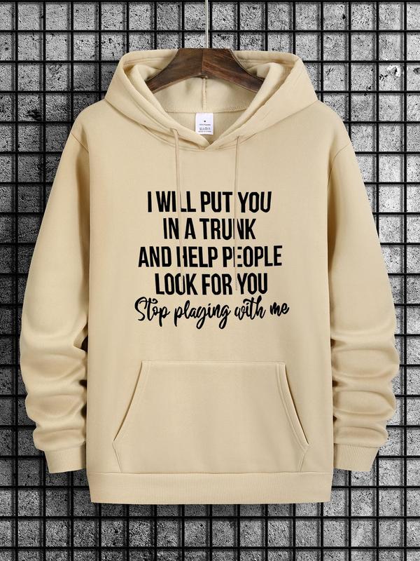 Men's Letter Print Drop Shoulder Essentials Hoodie for Spring & Fall, Drawstring Pocket Sweatshirt, Vintage 2000s Menswear Clothing, Street WearÂ 