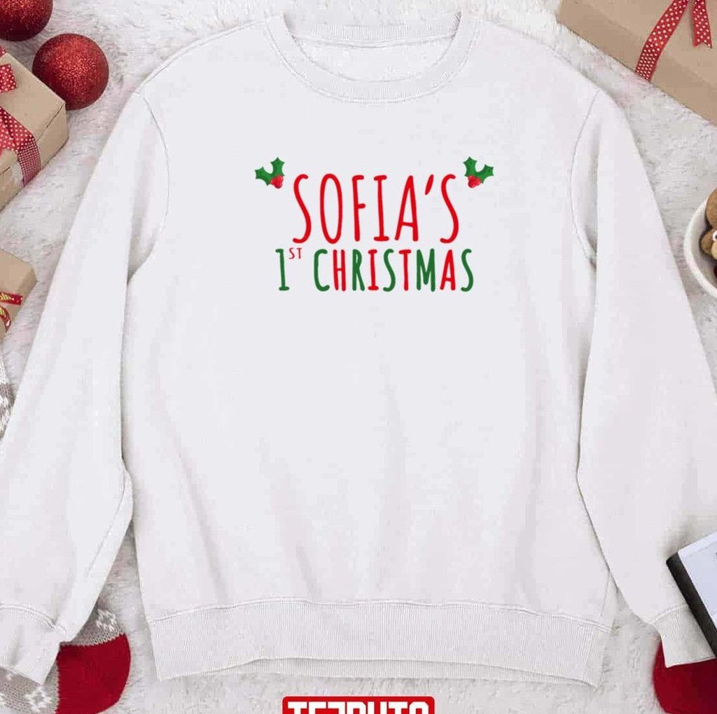 Sofia's First Christmas Personalised Name Unisex Sweatshirt
