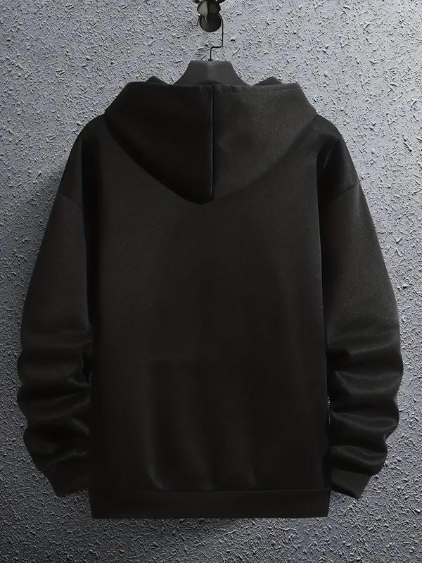 Men's Letter Graphic Print Drop Shoulder Hoodie, Casual Drawstring Pocket Sweatshirt, Daily Outdoor Men's Fashion for Spring & FallÂ 