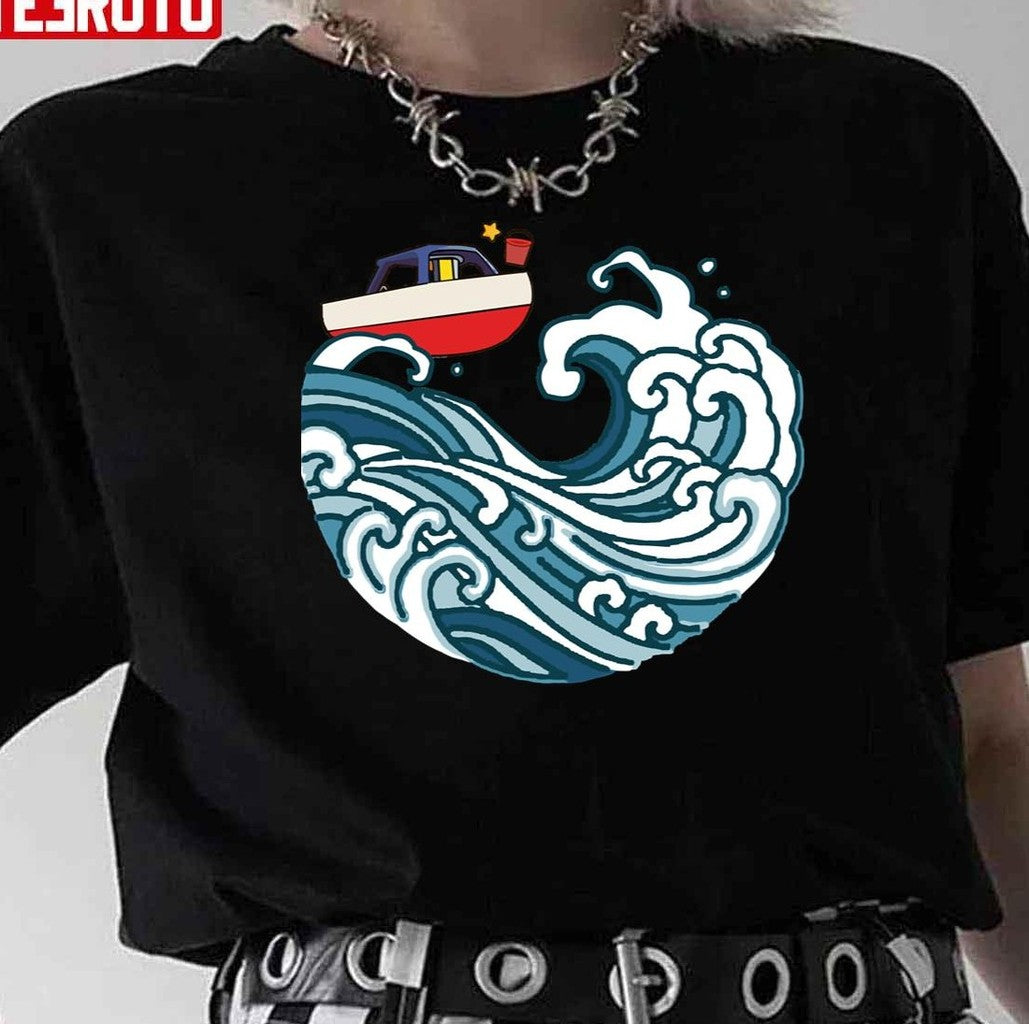 Anime Ghibli Ponyo Boat On Big Wave Unisex T-Shirt