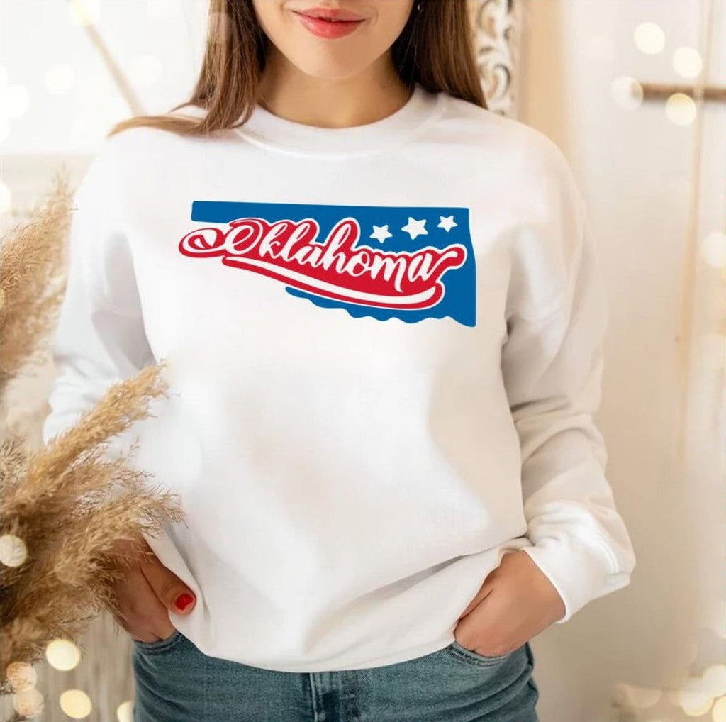 Red Blue Logo Oklahoma State Of America Unisex Sweatshirt