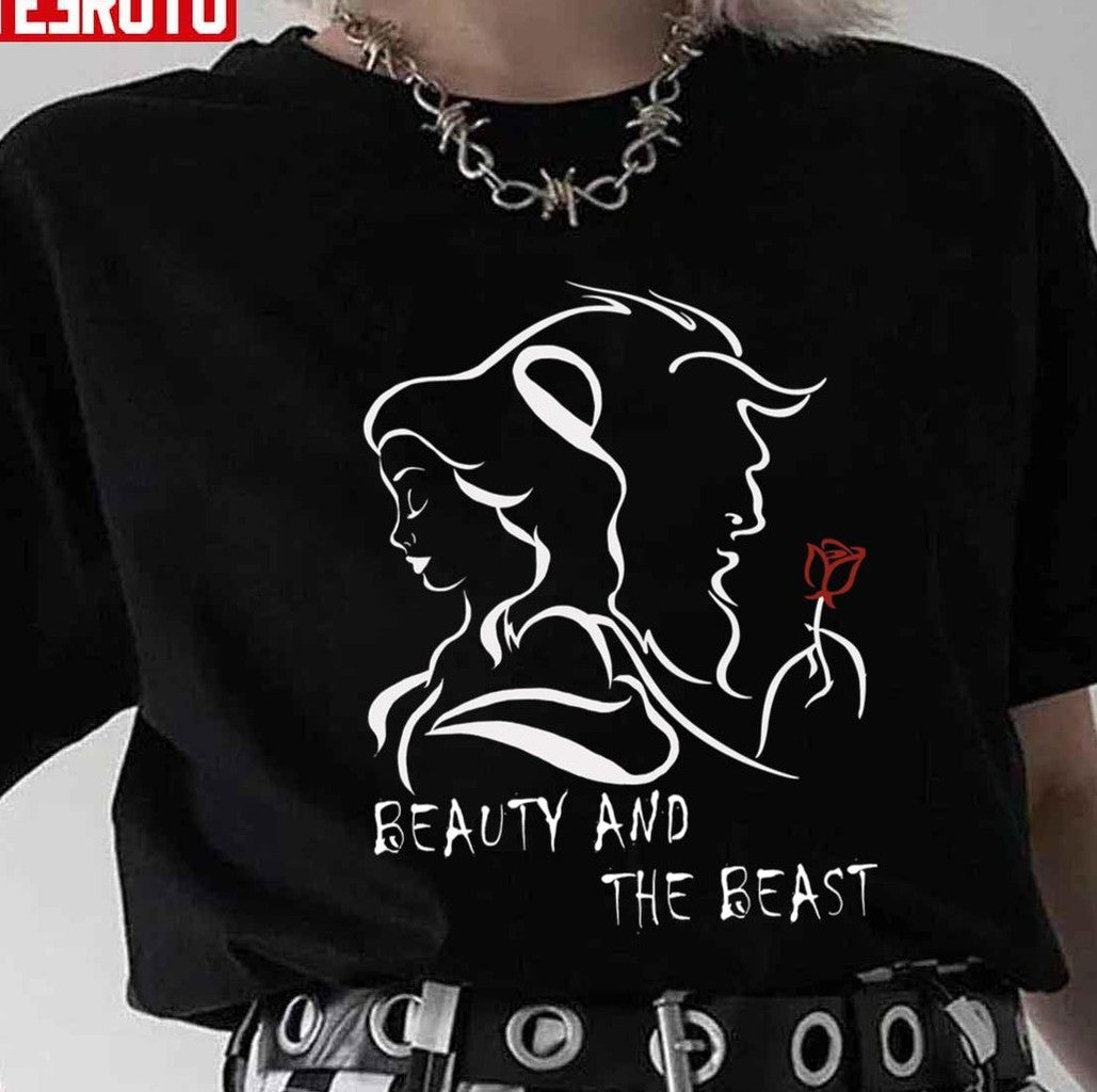 Beauty And The Beast Silhouette Art Unisex T-Shirt
