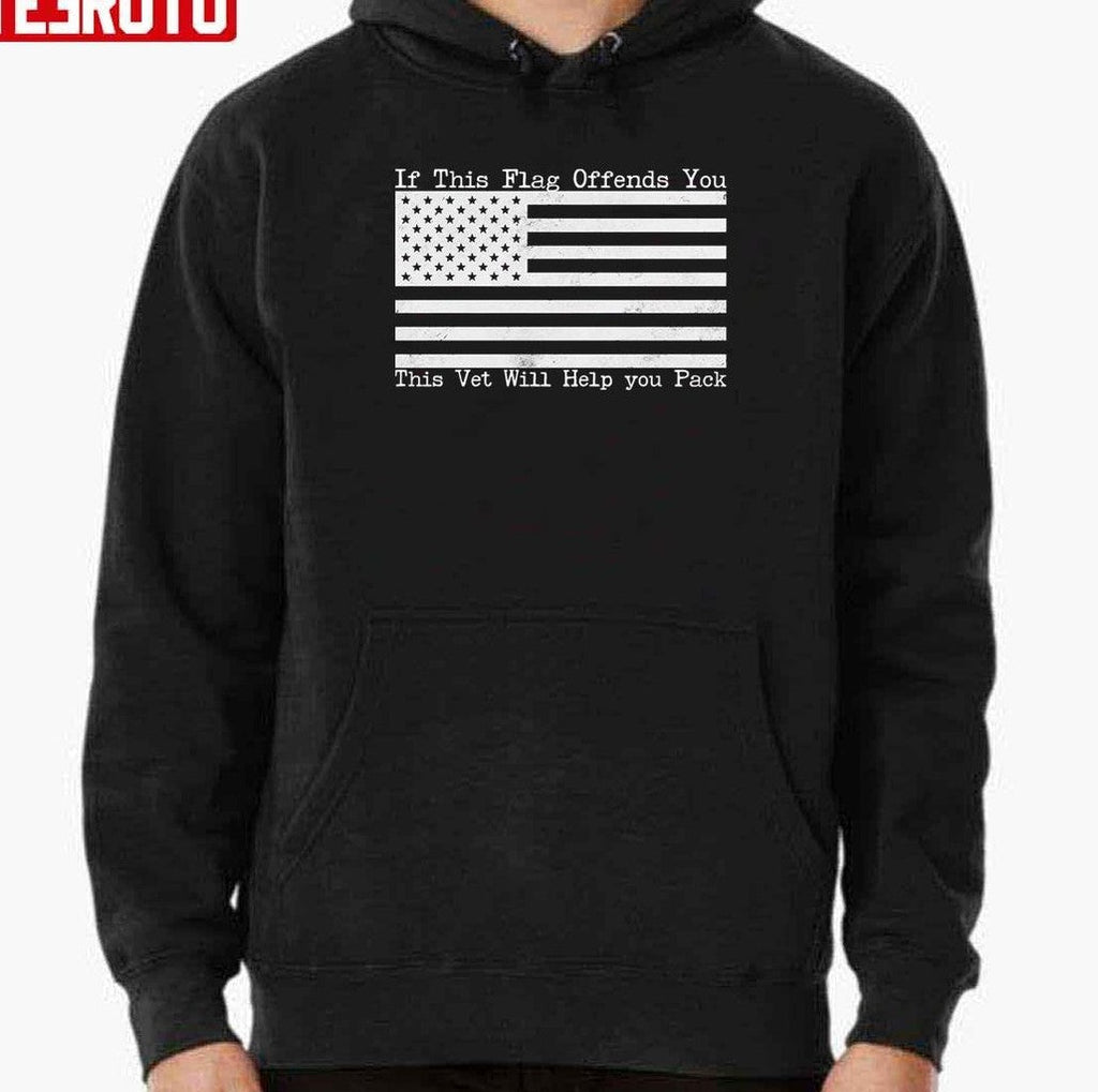 Retro Vintage American Flag If This Flag Offends You This Vet Will Help You Pack Unisex Sweatshirt